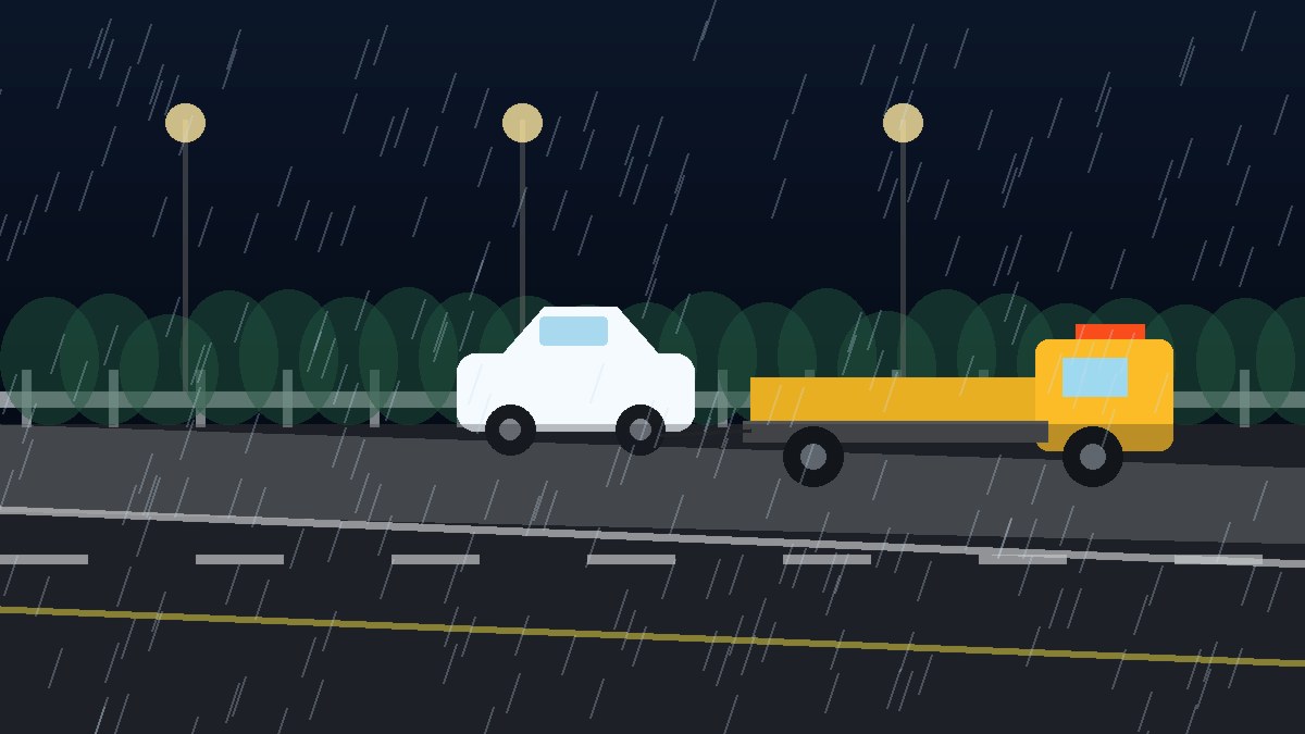 宁德暴雨夜拖车救援现场图